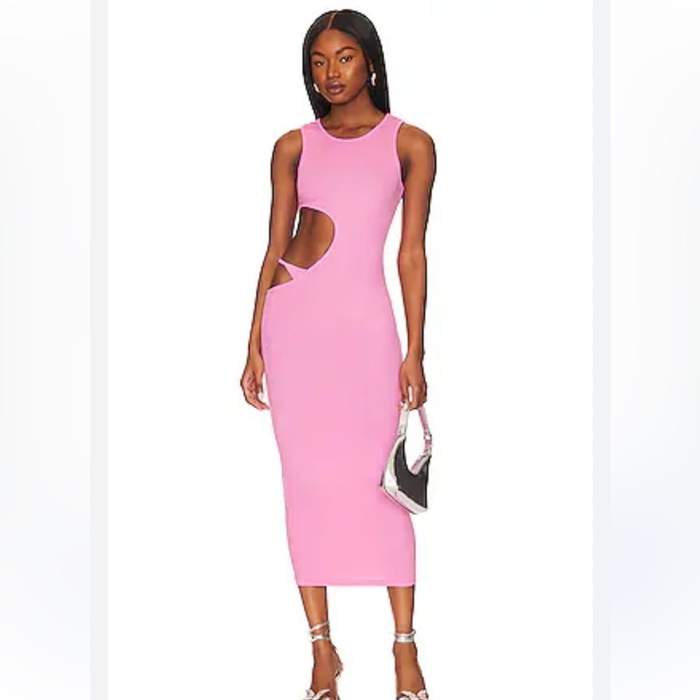 Superdown Louela Cut Out Midi Dress in Pink Sz XS